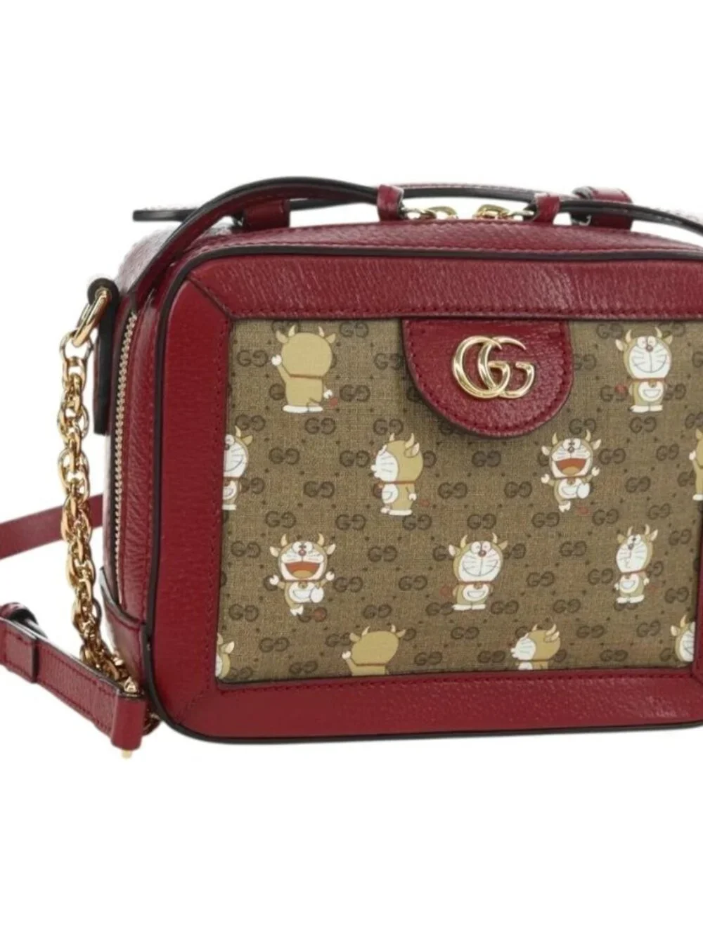GUCCI Micro GG Supreme Doraemon Collaboration Bag PVC Beige 655596 Auth YKZ1361M
